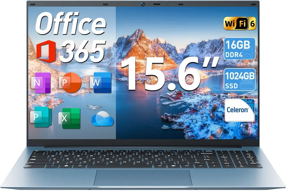 MENGHU 16GB RAM 1TB SSD 15,6 Zoll Laptop Win11 PRO Microsoft 365 erweitterbar Notebook (Intel Celeron N5100, 16 GB, 1024 GB SSD)