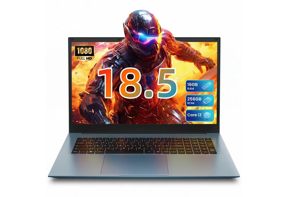 MENGHU 18,5 Zoll FHD Laptop DE-Tastaturlayout, lebenslang kostenloses Office Notebook (Intel® Core™ i3‑10100Y, Intel® UHD Graphics 615, 16 GB, 256 GB SSD)