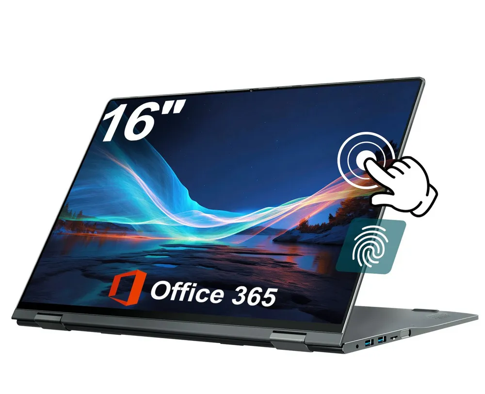 MENGHU 2-in-1 Laptop Fingerabdruck DE-Tastatur Intel N95 16GB DDR5 640GB SSD Notebook (Intel Alder Lake N95, 16 GB, 640 GB SSD, 4-core CPU)