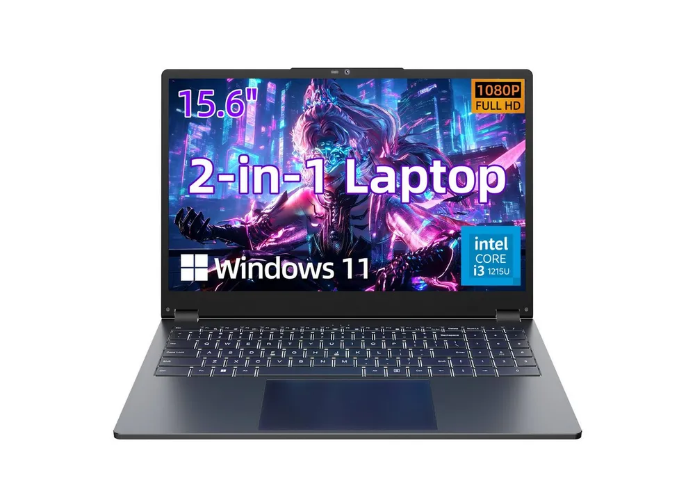 MENGHU 2-in-1 Laptop Intel Core i3-1215U bis zu 4,4 GHz beleuchteter Tastatur Notebook (Alder Lake i3-1215U, 8 GB, 128 GB SSD)