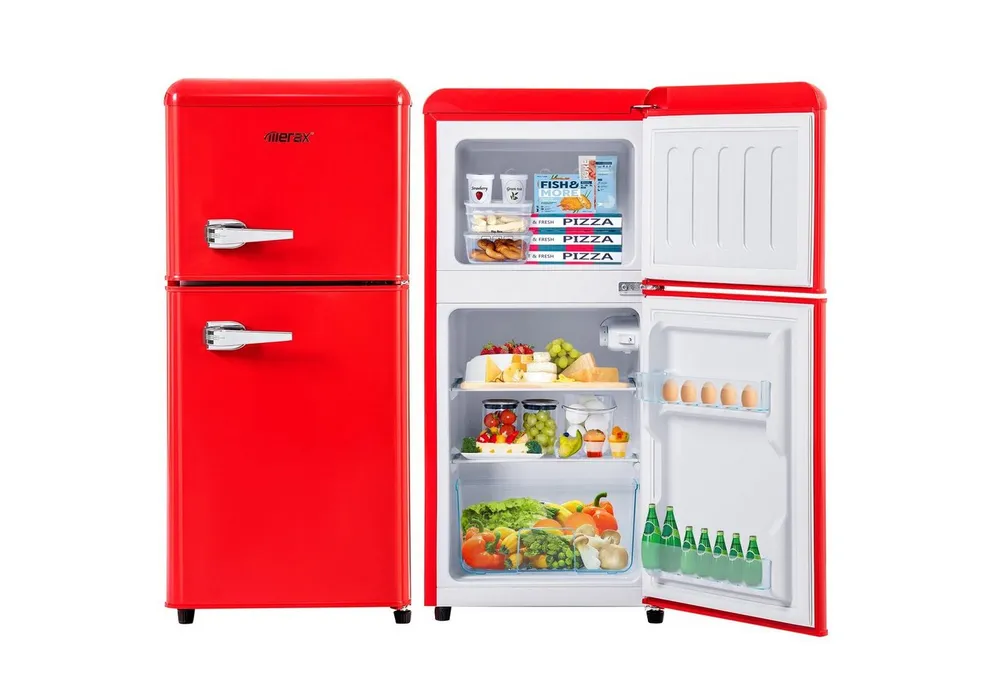 Merax Table Top Kühlschrank BCD-86, 87 cm hoch, 42 cm breit, Retro Gefrier/Kühl