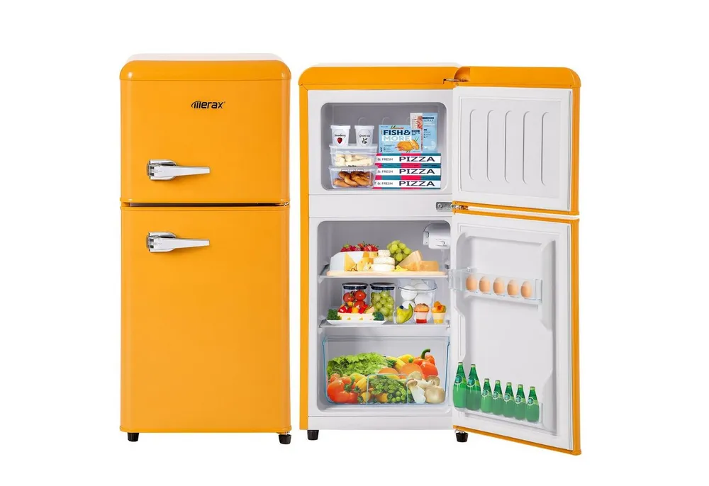 Merax Table Top Kühlschrank BCD-86, 87 cm hoch, 42 cm breit, Retro Gefrier/Kühl