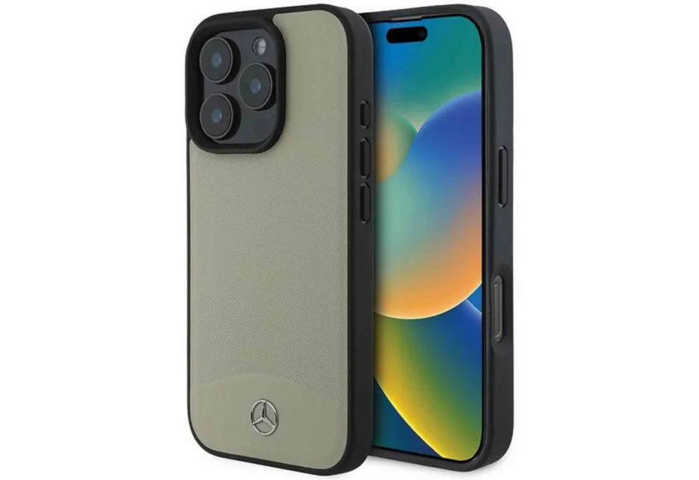 Mercedes Smartphone-Hülle Mercedes Apple iPhone 16 Pro Max Case Textured Plain Leather MagSafe
