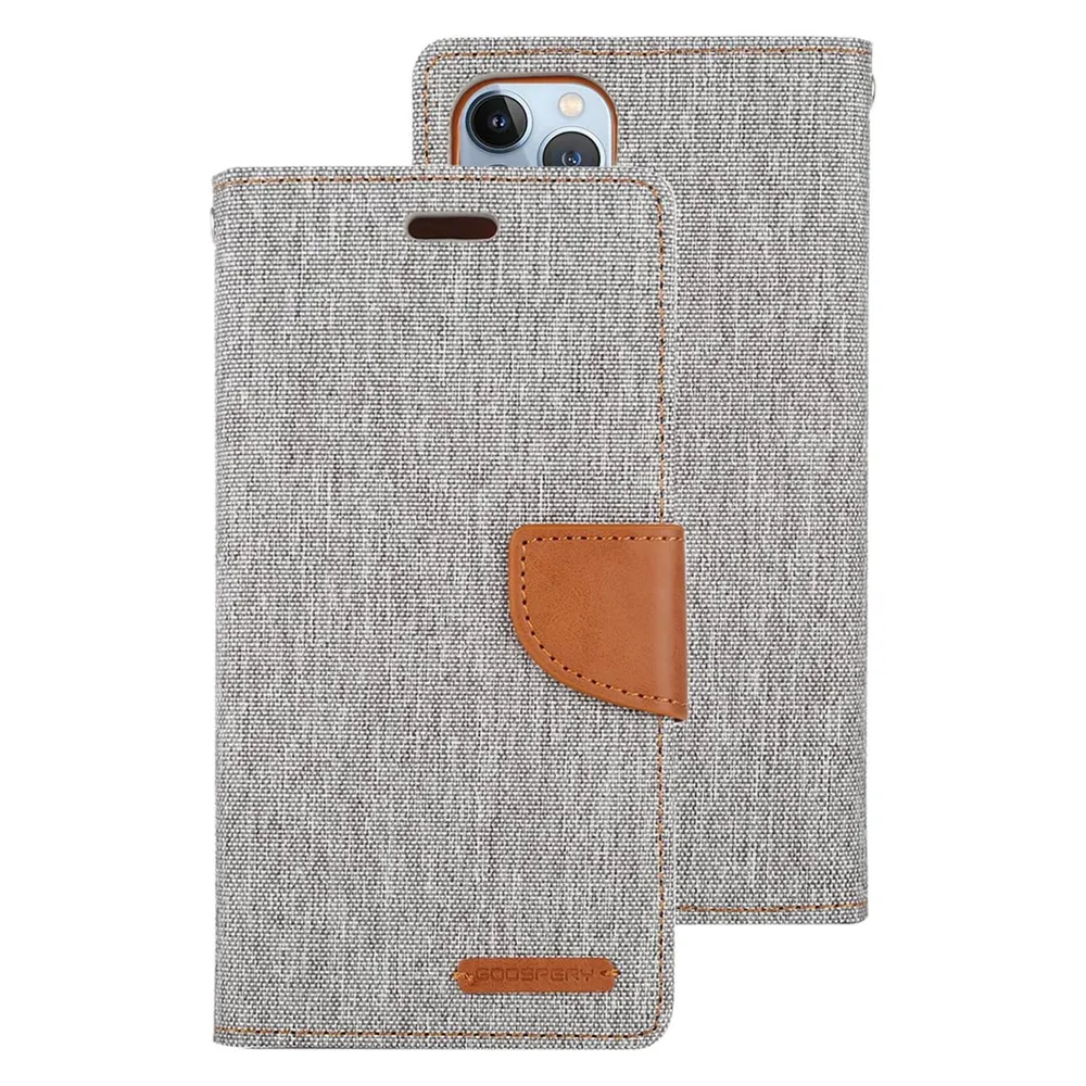 Mercury iPhone 14 Pro - Canvas Stoff Etui grau
