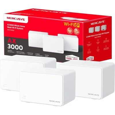 Mercusys Halo H80X 3er-Pack Mesh-WLAN-System AX3000 WiFi 6 Dualband Gigabit