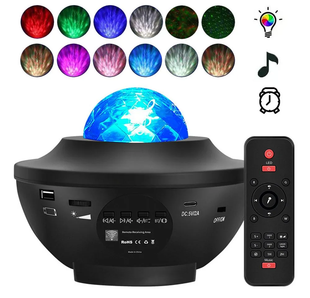 Merry 2024 LED Sternenhimmel Projektor,Galaxy Sternenhimmelprojektor,21 Lichtmodi LED-Beamer (Lampe Sternenhimmel mit Bluetooth/Musik Lautsprecher/Timer)