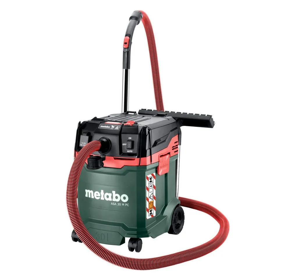 metabo Nass-Trocken-Sauger ASA 30 M PC (602087000), 1200 W, beutellos, Staubklasse M, Integrierte Filterabreinigung