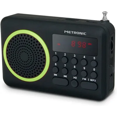 Metronic Tragbares FM-MP3-Radio USB/Micro-SD schwarz/grün