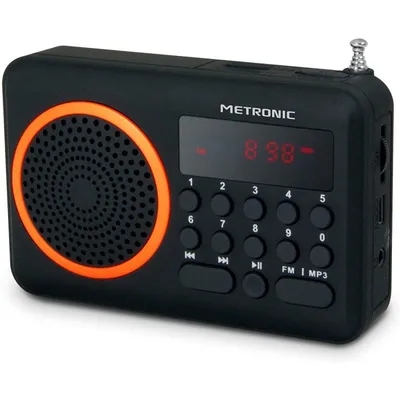 Metronic Radio FM MP3 tragbar USB/Micro SD Schwarz/Orange