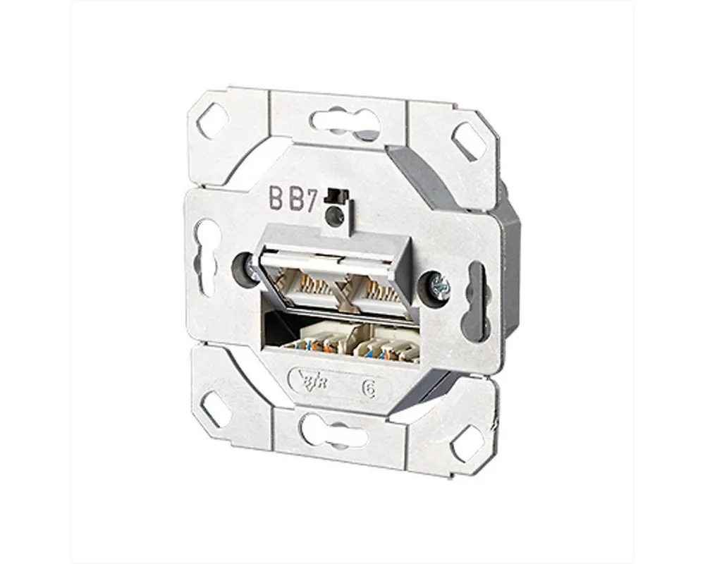 Metz Connect E-DAT C6 Anschlussdose UP0 zweifach Netzwerk-Panel (bestückt, 2 Ports, 1307381200-I)