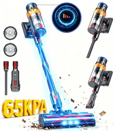 MIBODE Akku-Hand-und Stielstaubsauger 65000Pa Akku Staubsauger 550W 65Min 1,8L Kabelloser Staubsauger, 550 W, beutellos, 65KPa 65Min Akku Staubsauger, kabelloser Staubsauger, 1,8L