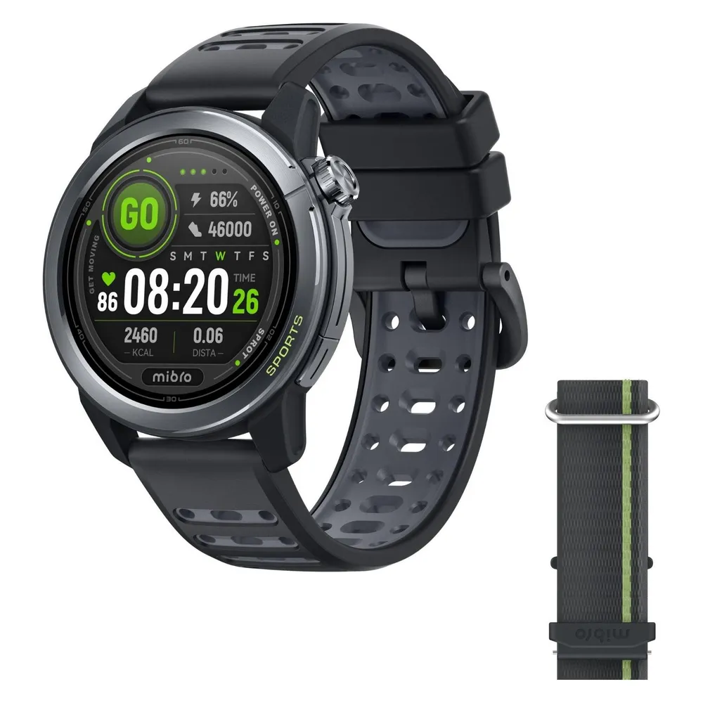 Mibro GS Active 2 Bluetooth GPS NFC 47mm AMOLED Schwarz 5ATM SpO2 Pulsuhr Schlafmonitor
