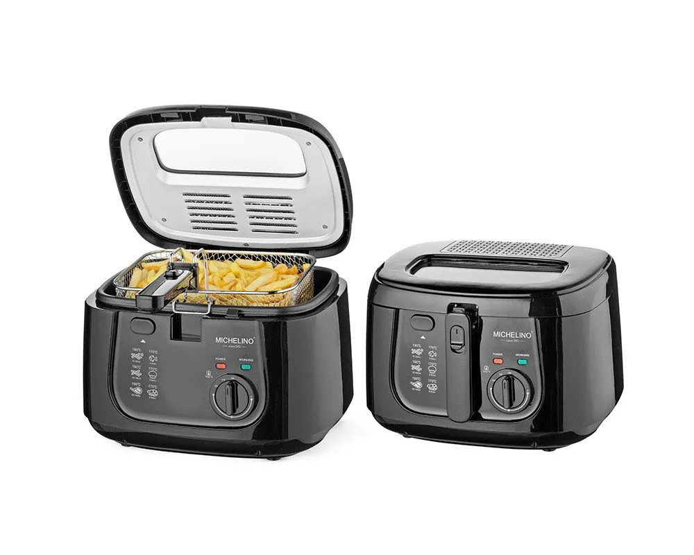 Michelino Fritteuse, 1800 W, Keramik-Antihaftbeschichteter Ölbehälter