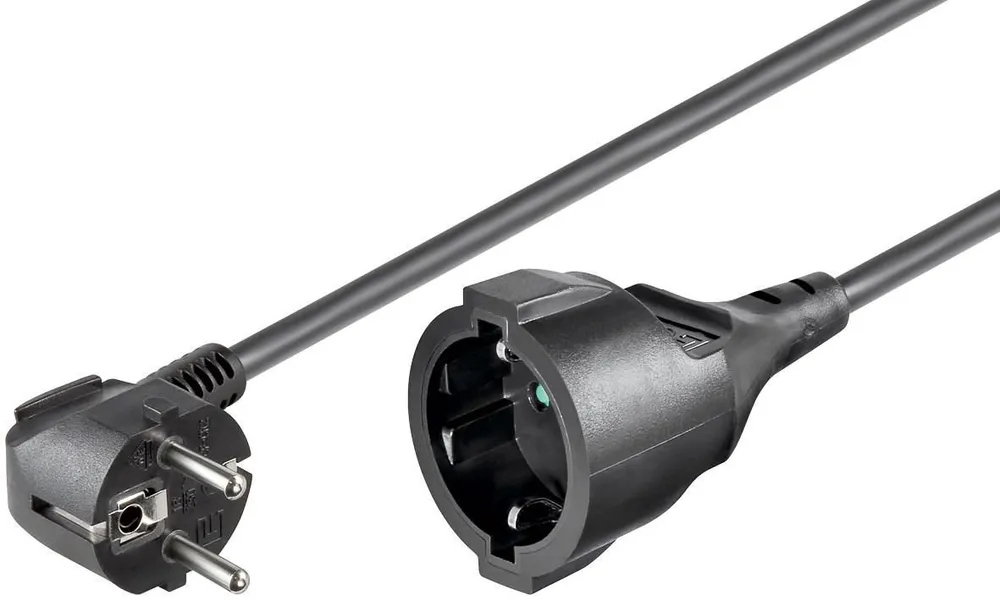 Elektrische MicroConnect-Verlängerung, Schuko-Stecker/Buchse, 10 m, Schwarz