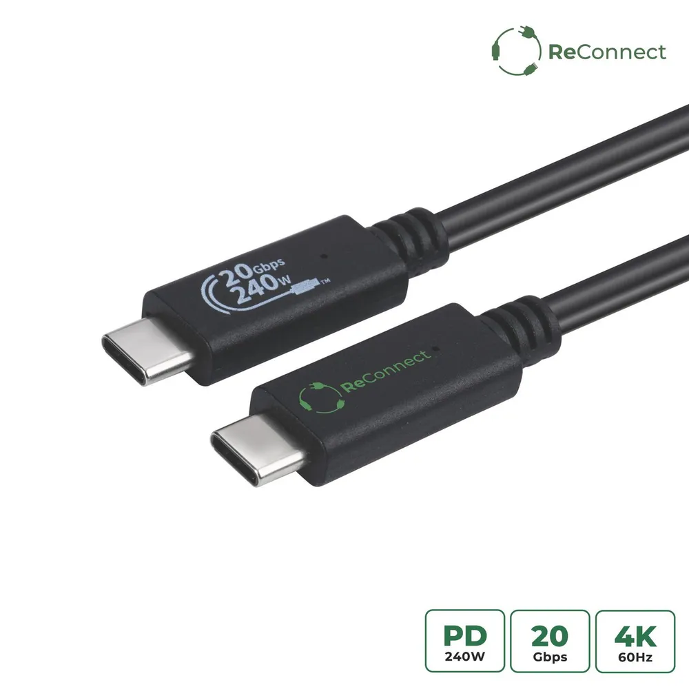 USB-C Kabel Microconnect ECO-USB3.2CC1.5 1,5 m USB 3.2 Gen 2x2 schwarz rPVC
