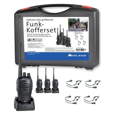Midland G10 Pro PMR 4er Handwerker-Koffer C1107.S2 PMR-portofoon Set van 4 stuks