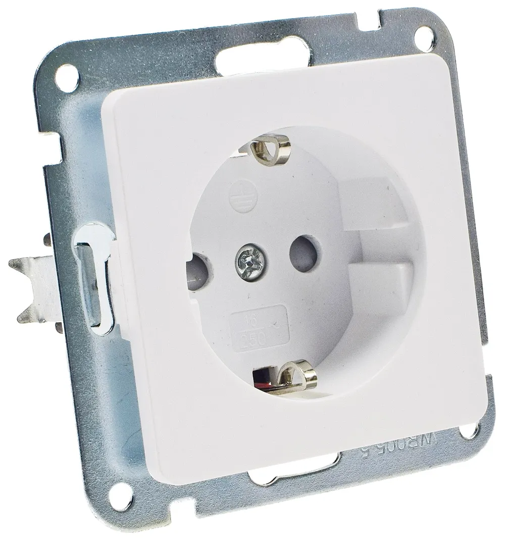 MILOS Schutzkontakt-Steckdose 22771, 16A/250V, Klemmanschluss, weiß matt