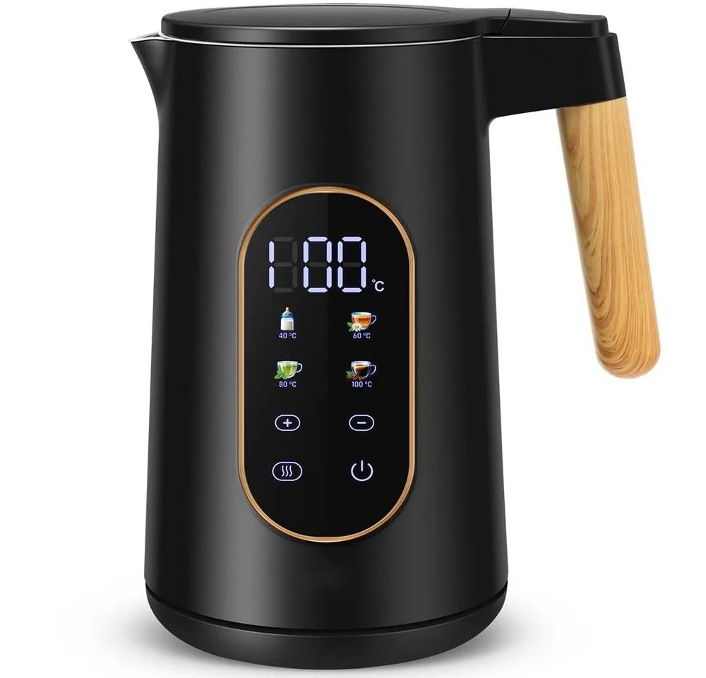 Minicloss Wasserkocher Edelstahl Wasserkocher 1,7 L mit Temperatureinstellung Temperaturwahl, 40-100°C I Temperatur Einstellbar Kessel I Warmhaltefunktion