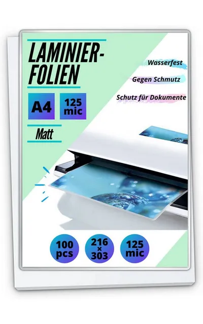MK Vertriebs KG Schutzfolie 100 Laminierfolien DIN A3/A4/A5/A6, 80/100/125/175/250 mic, Ausführung wählbar
