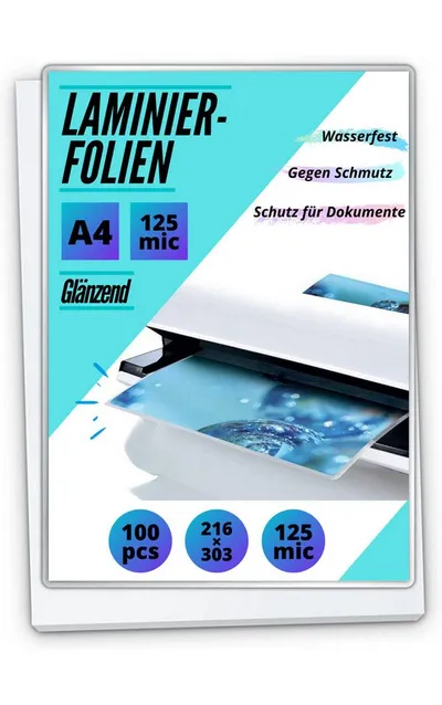 MK Vertriebs KG Schutzfolie 100 Laminierfolien DIN A3/A4/A5/A6, 80/100/125/175/250 mic, Ausführung wählbar
