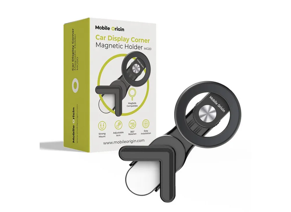 Mobile Origin Handy-Halterung Magnetische Autohalterung für die Ecke des Bildschirms Mobile Origin, (bis 6.8 Zoll, MagSafe-Kompatibilität, Platzsparende Display-Eckmontage)