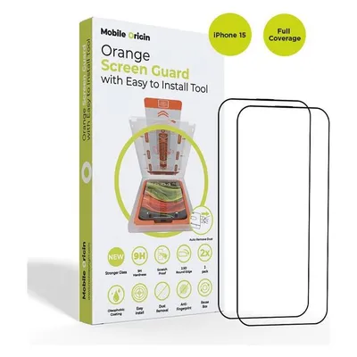 Mobile Origin Orange Screen Guard with easy applicator, 2 pack