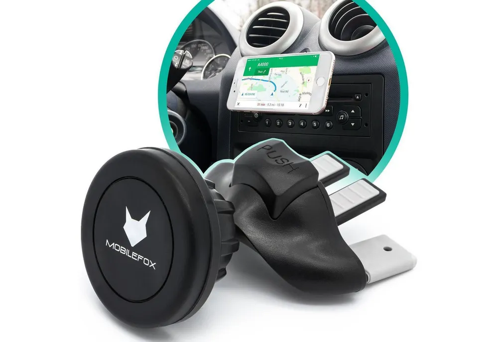 Mobilefox Smartphone-Halterung 360° Magnet CD Schlitz KFZ Halterung Auto Handy Halter Slot Universal