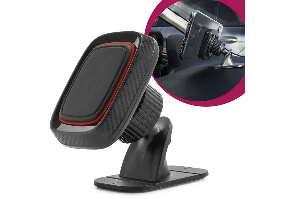 Mobilefox Smartphone-Halterung Universal Auto KFZ Handy Halterung Carbon Optik PKW Magnet Halter