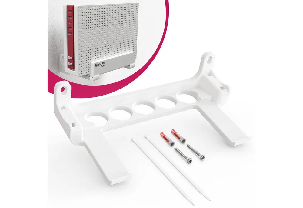 Mobilefox Wandhalterung Wandhalterung kompatibel mit FritzBox 6690 6591 Cable Kabelmanagement
