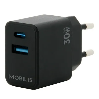 Auto-Ladegerät Mobilis 30W USB-A und USB-C Schwarz