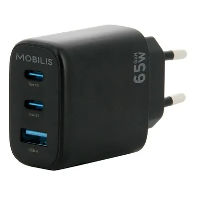 Auto-Ladegerät Mobilis 45W 2 USB-C und USB-A Ports Schwarz