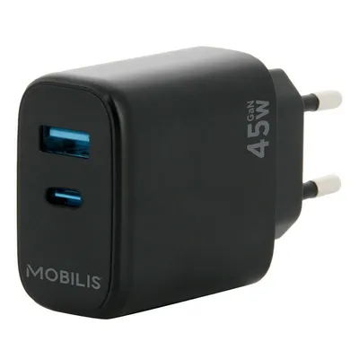 Auto-Ladegerät Universal Mobilis 45W USB-A und USB-C Schwarz