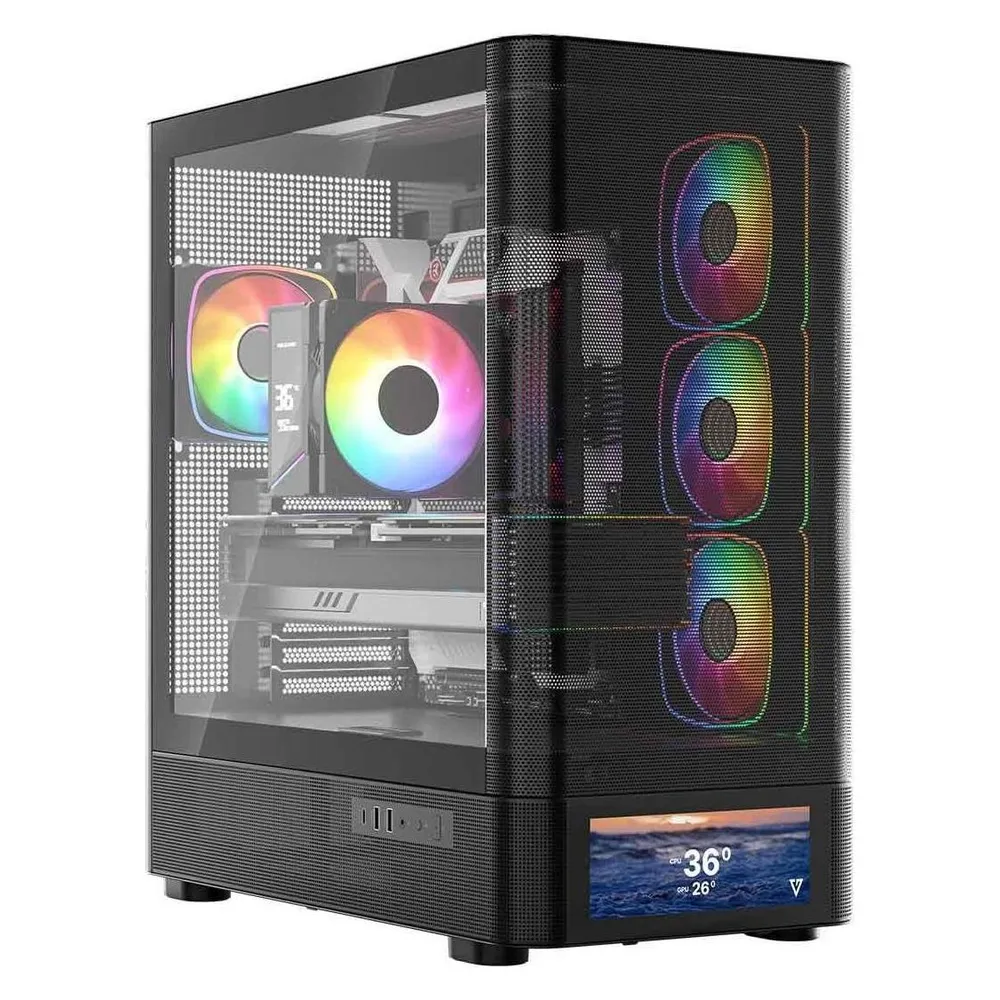 PC-Gehäuse Modecom Volcano AQ500 ARGB Midi Tower Schwarz