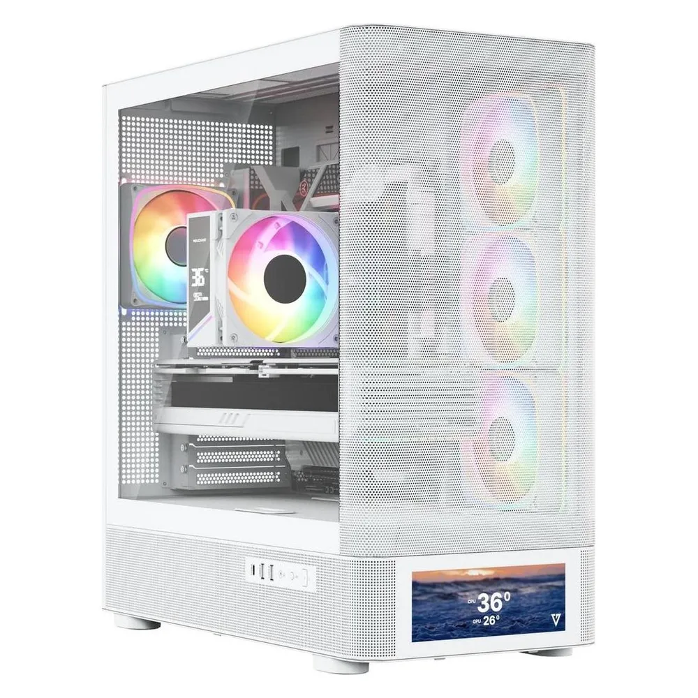 PC-Gehäuse Modecom Volcano AQ500 ARGB Midi Tower Weiß