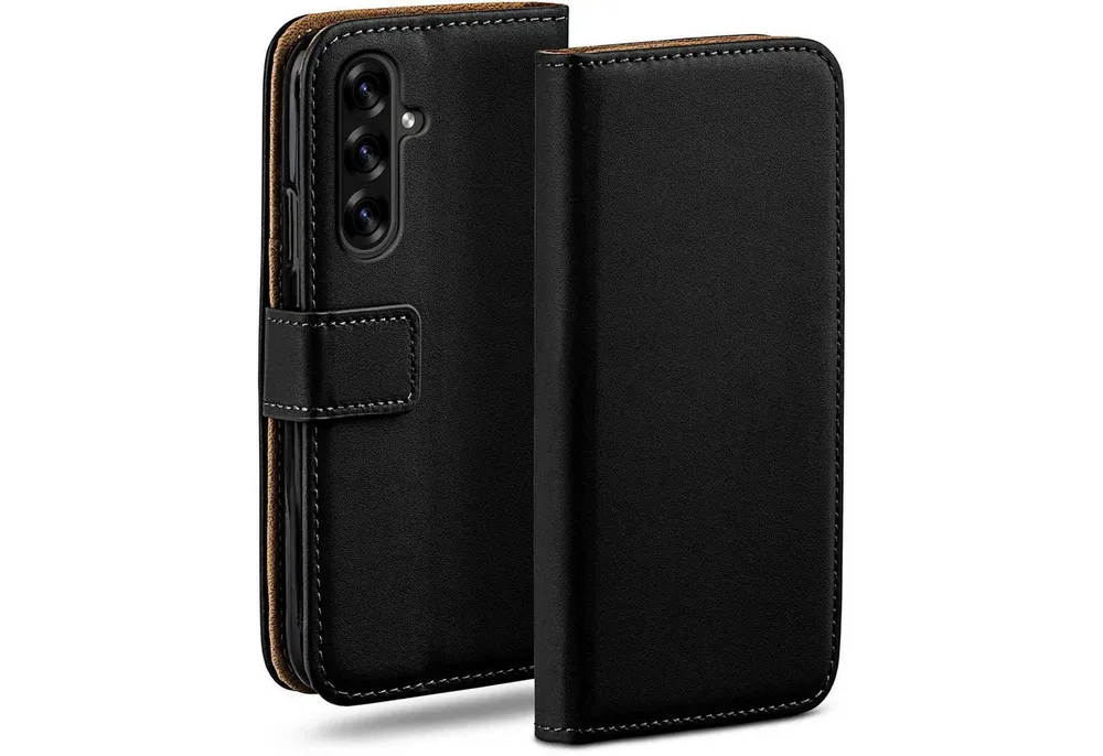 moex Handyhülle für Samsung Galaxy A26 5G Hülle Klappbar Book Case Schwarz 6,56 Zoll, Klapphülle Kartenfach Flip Cover Handytasche Leder Optik Schutzhülle
