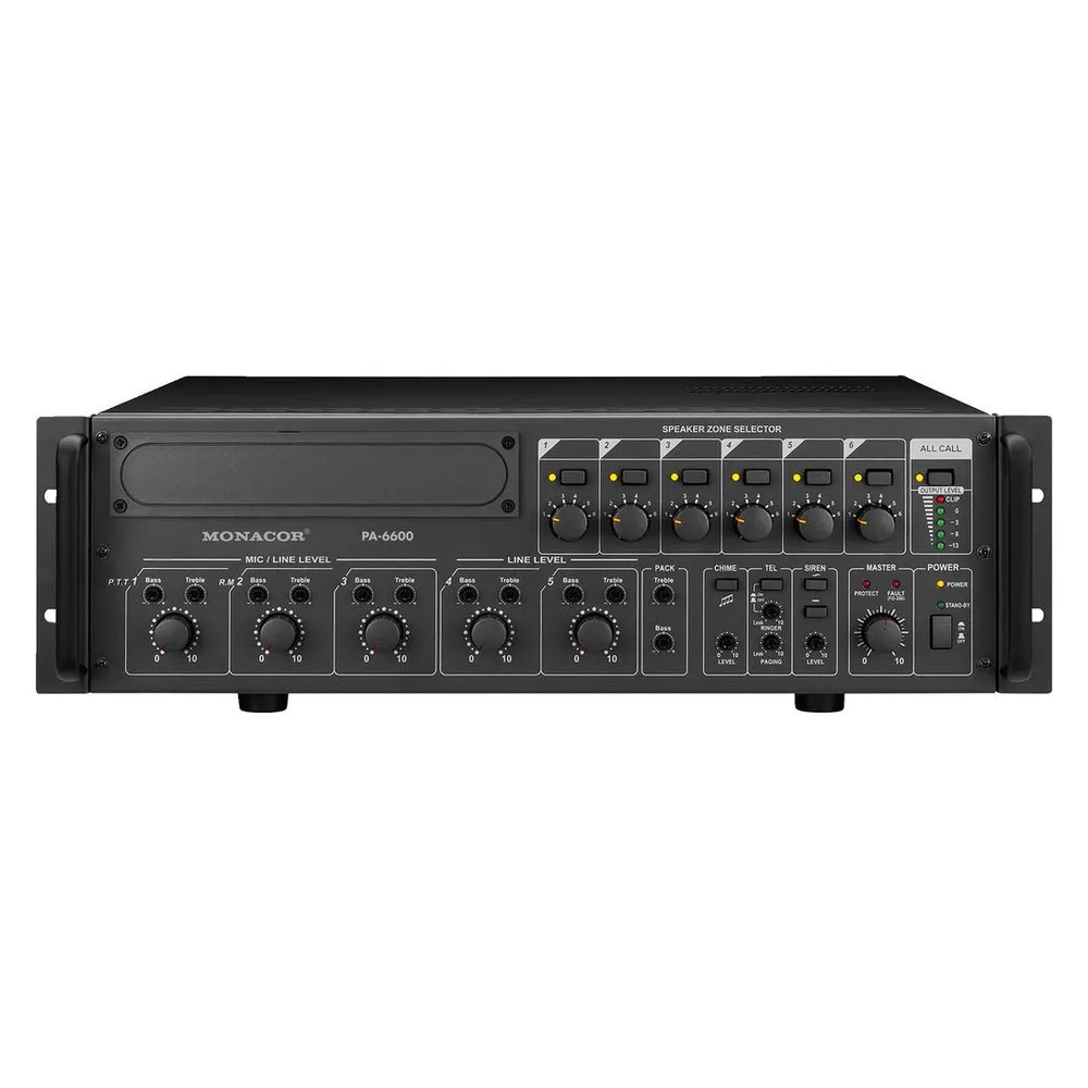 Monacor ELA-Verstärker PA-6600 600 W 6-Zonen