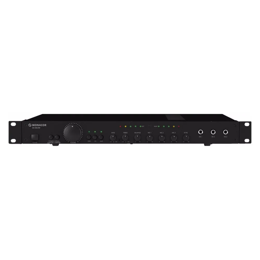 Monacor Stereo-Mischverstaerker, 3xIn 3xMik 2x100W, 1HE