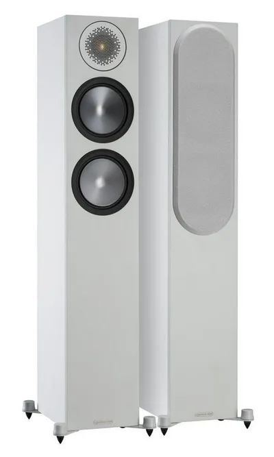 MONITOR AUDIO Monitor Audio Bronze 200 Standlautsprecher 6G Weiß Grau Paar Stand-Lautsprecher (passive Lautsprecher, 120 W, Standlautsprecher, inklusive Lautsprecherabdeckung)