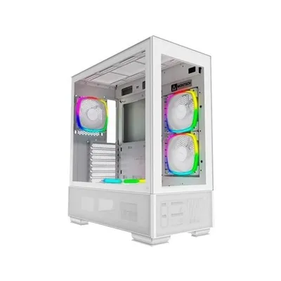 Montech Sky Two Tower aus gehärtetem Glas, weiß, 4 ARGB-GPU-Lüfter, 168 mm, VGA, 400 mm
