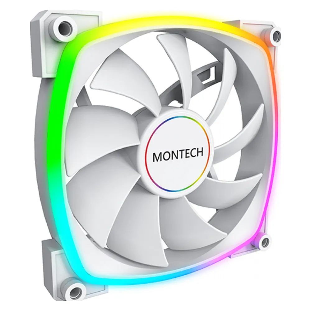 Ventilator Montech AX140 PWM 14 cm Weiß 540-1760 RPM Leise RGB LED