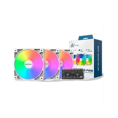 Montech Air Cooling Triple Pack GF120 PWM ARGB 120mm Weiß mit Controller Hub