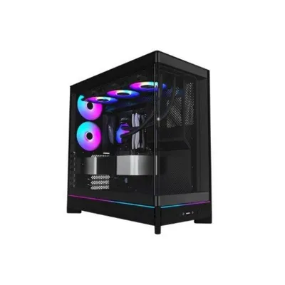 Montech HS02 PRO Black Mid-Tower ATX Gehäuse mit Glasfenster aRGB, 175 mm CPU Lüfter Kompatibilität, 420 mm VGA, 2x 120 mm Lüfter, USB-C, 2x USB 3.0, Audio, Stahl und gehärtetes Glas, ohne Netzteil