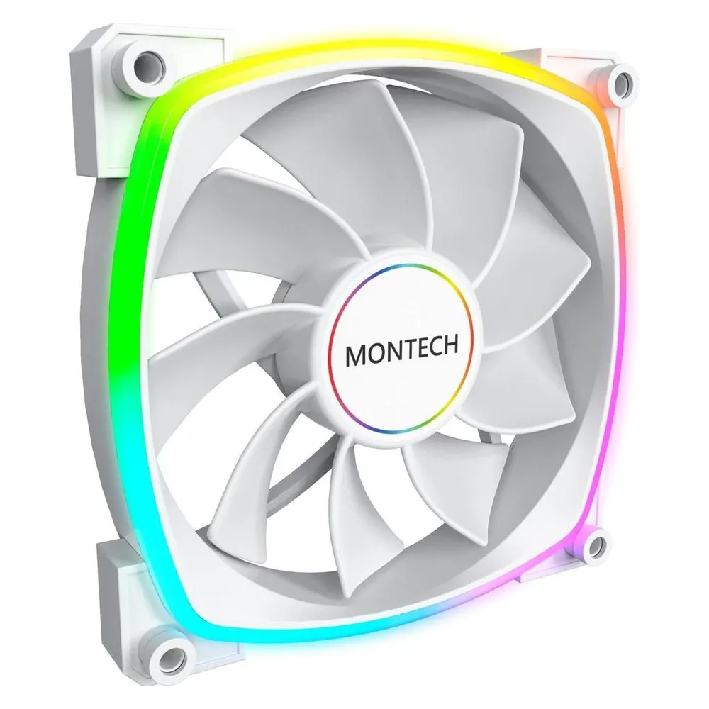 Ventilator Montech RX140 PWM 14 cm Weiß RGB LED Lüfter Computergehäuse