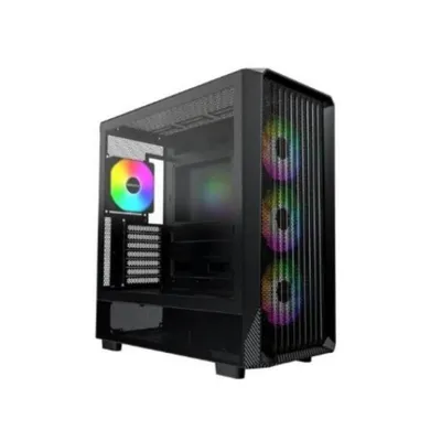 ATX Gehäuse Montech X5 Midi Tower Schwarz Gaming ARGB USB Type-C 4x120mm Lüfter unterstützt EATX/Micro-ATX/Mini-ITX/SSI CEB – max CPU 165mm, max Grafikkarte 410mm