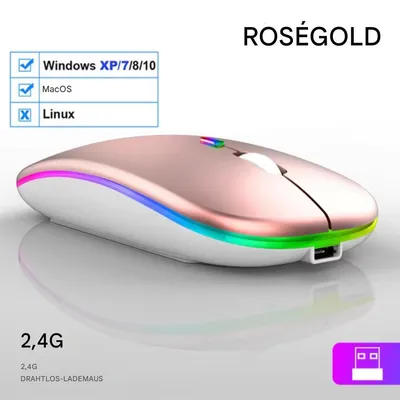 Montegoni Kabellose Wiederaufladbare Bluetooth Maus (Mit LED Hintergrundbeleuchtung, Ergonomisches Design)