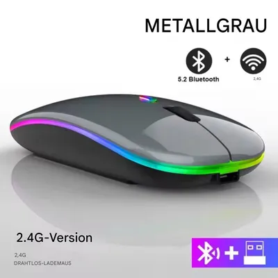 Montegoni Kabellose Wiederaufladbare Bluetooth Maus (Mit LED Hintergrundbeleuchtung, Ergonomisches Design)