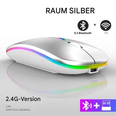Montegoni Kabellose Wiederaufladbare Bluetooth Maus (Mit LED Hintergrundbeleuchtung, Ergonomisches Design)