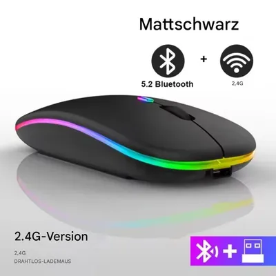 Montegoni Kabellose Wiederaufladbare Bluetooth Maus (Mit LED Hintergrundbeleuchtung, Ergonomisches Design)