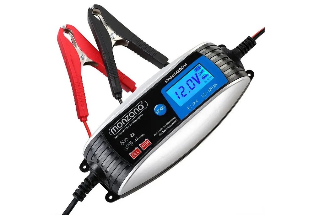 monzana Batterie-Ladegerät (vollautomatisch 6V 12V Auto Motorrad KFZ Ladegerät LCD-Bildschirm)