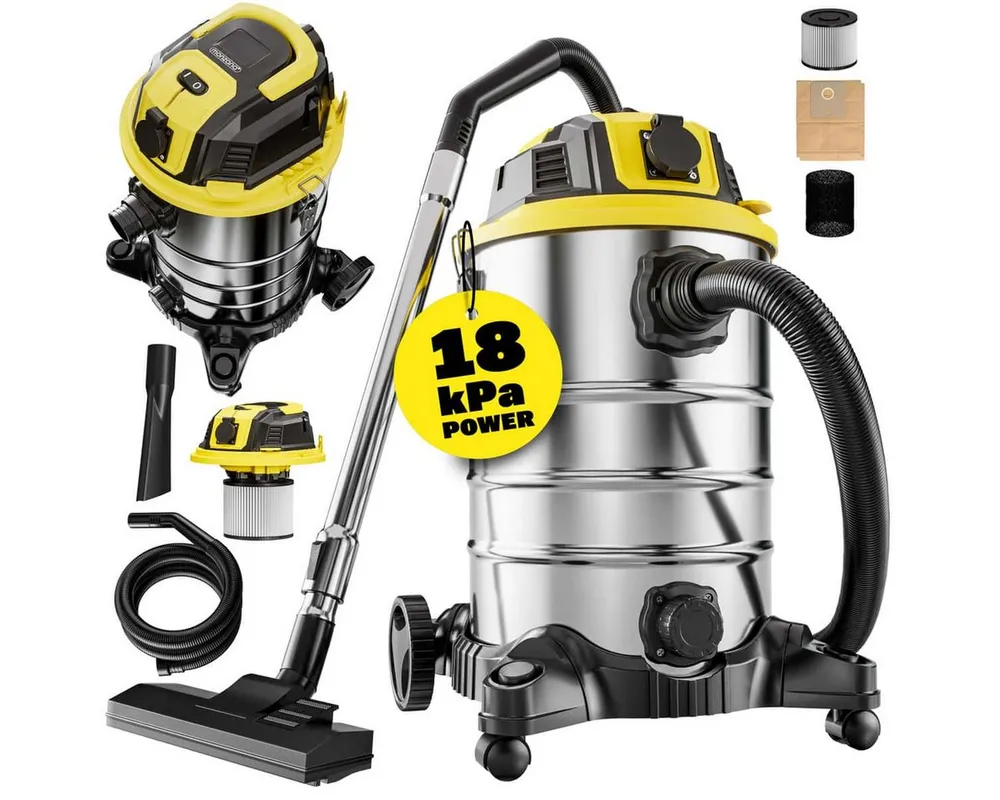 monzana Industriesauger, Nass &- Trockensauger 1200W Blasfunktion 30L Behälter 1000W Steckdose